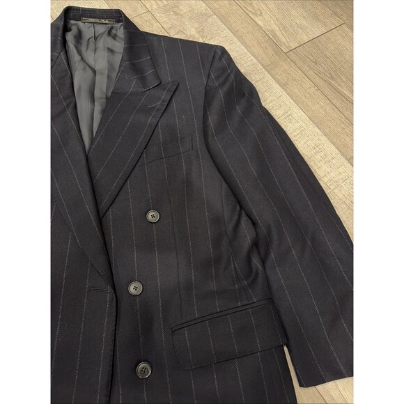 Ermenegildo Zegna Suit Jacket Mens 42S Navy Pinstripe Dbl Breast Cashmere Wool - Picture 4 of 14